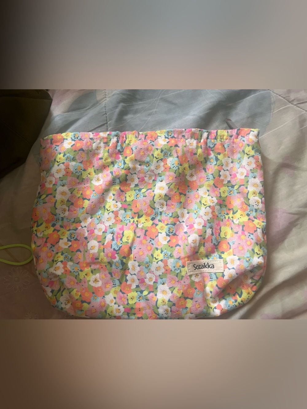 Sazakka Floral Canvas Pouch in Pastel Multicolor